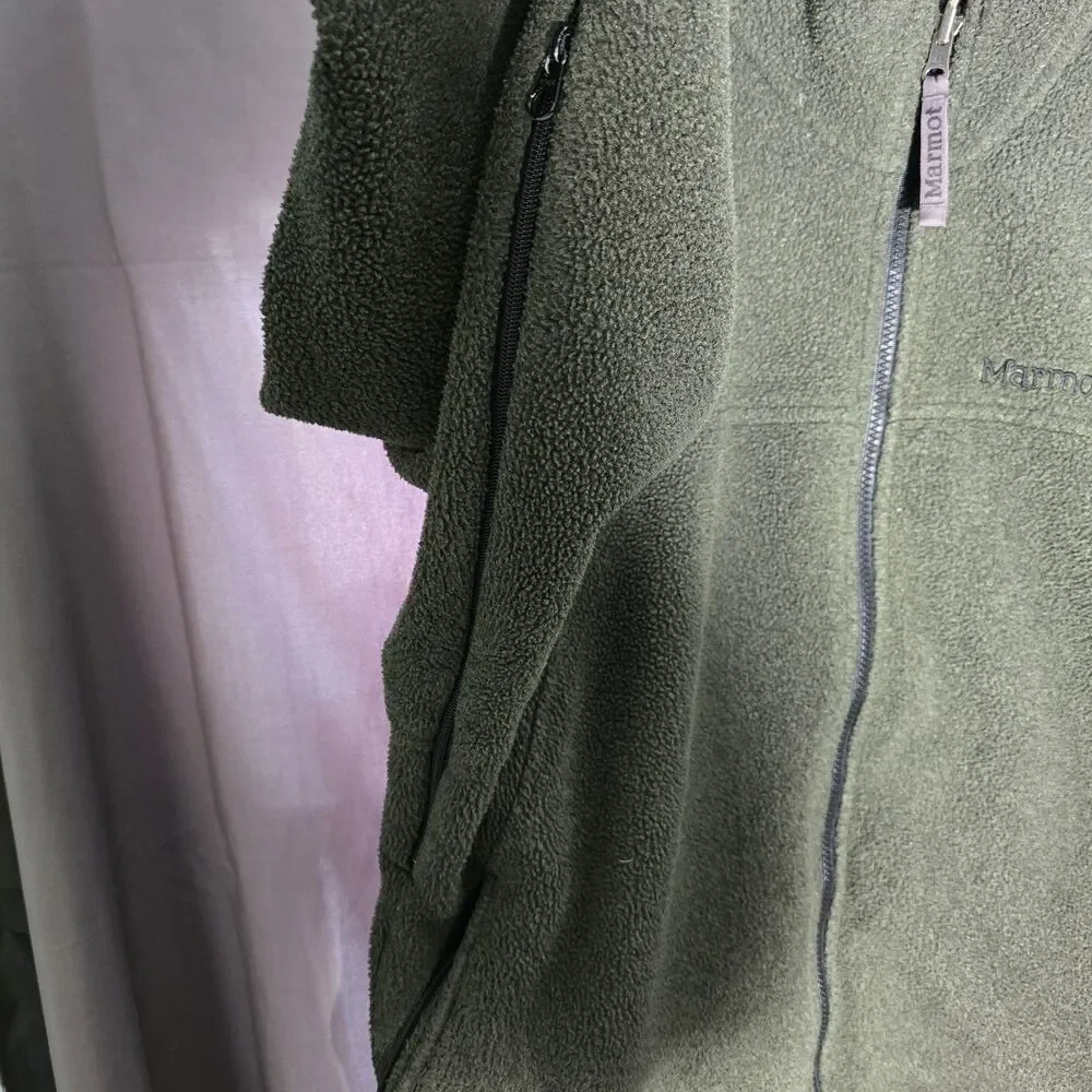 Marmot Gorpcore Vintage Olive Green Full Zip Fleece Jacket Men's‎ Size M